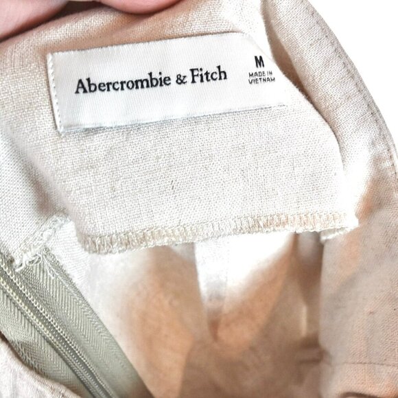 Abercrombie & Fitch Tie Waist Linen Blend High Rise Shorts Size M Cream Beige - Picture 8 of 9